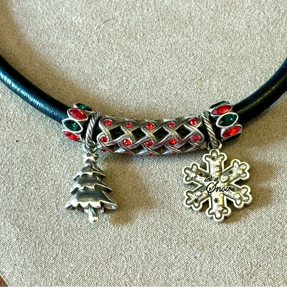Brighton Interlace Long bead Pierced silver lattice with red crystal accents